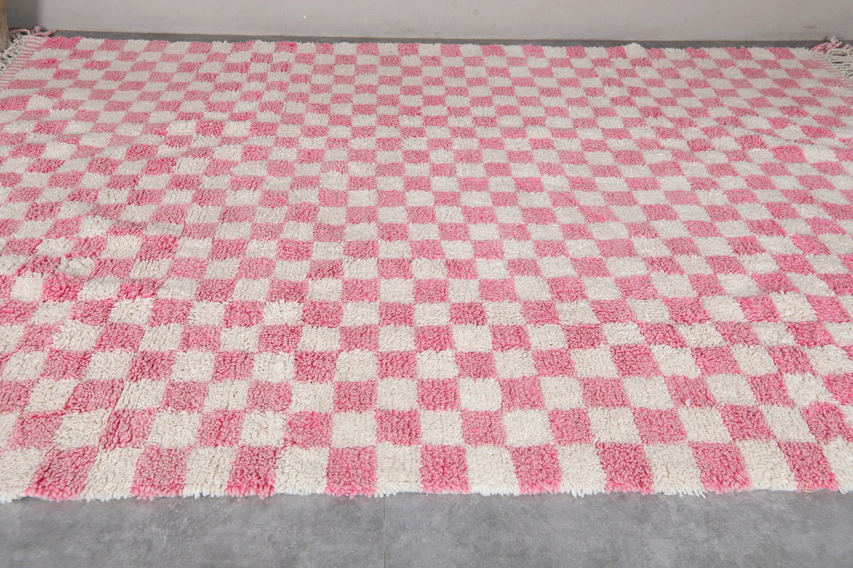 Authentic Beni Ourain Rug 8.2 X 11.2 Feet Checkered Rug Pink - Morocco Rug - Handmade Berber Rug - Moroccan Rug - Checkers Rug - Wool Rug